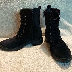 Velvet combat boots